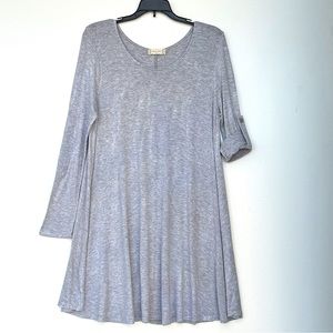 ALTAR'D STATE Dress Medium Roll Tab Long Sleeve Rayon Stretch Round Neck Gray